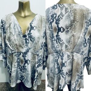PEACH LOVE California Caftan Style SNAKESKIN Print Tunic Top BLOUSE Size Large